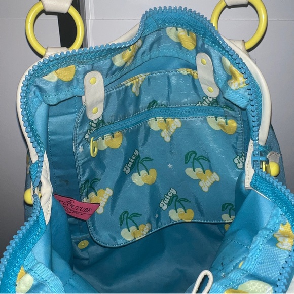 🍒 Vintage Super Rare Juicy Couture Purse Bag Blue Cherry Print Handbag 🍒 - Picture 8 of 13